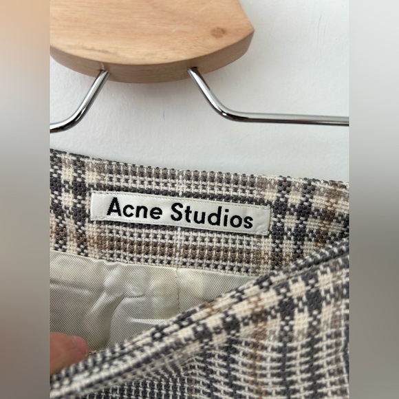 Acne Studios Beige Plaid Cotton Mini Wrap Skirt S - Picture 5 of 16